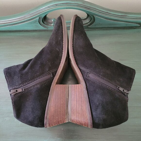 Lucky Brand 7M Black Suede Leather‎ Booties FELISIE Ankle Boots Western - Picture 5 of 8